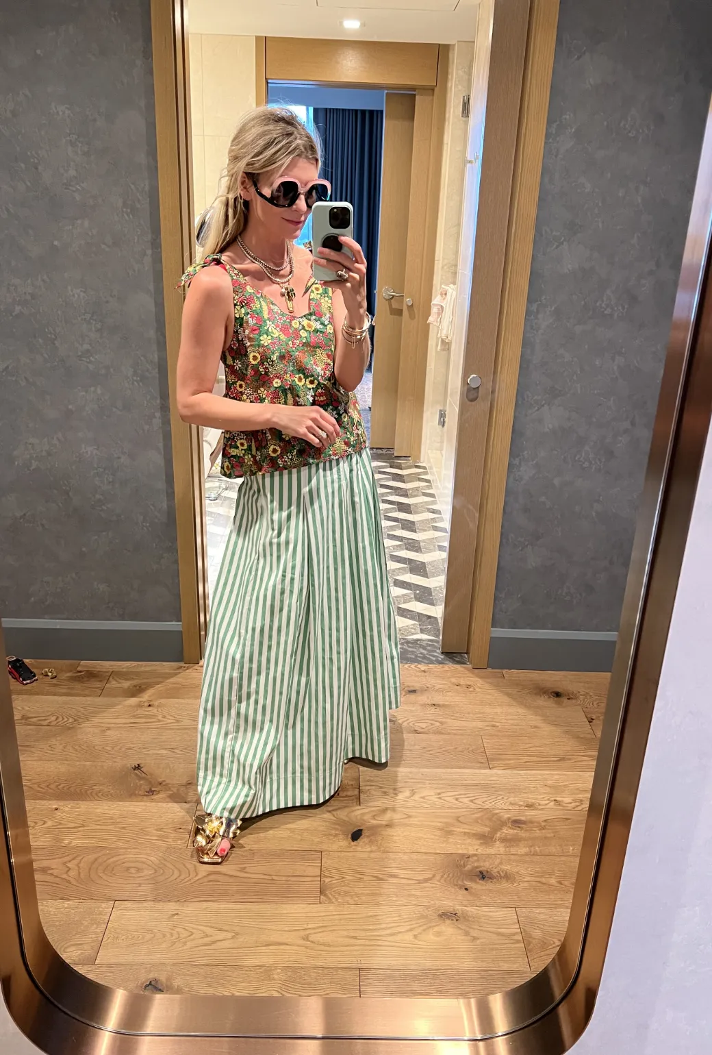 SAMPLE - Tie Top Tank - Green Floral