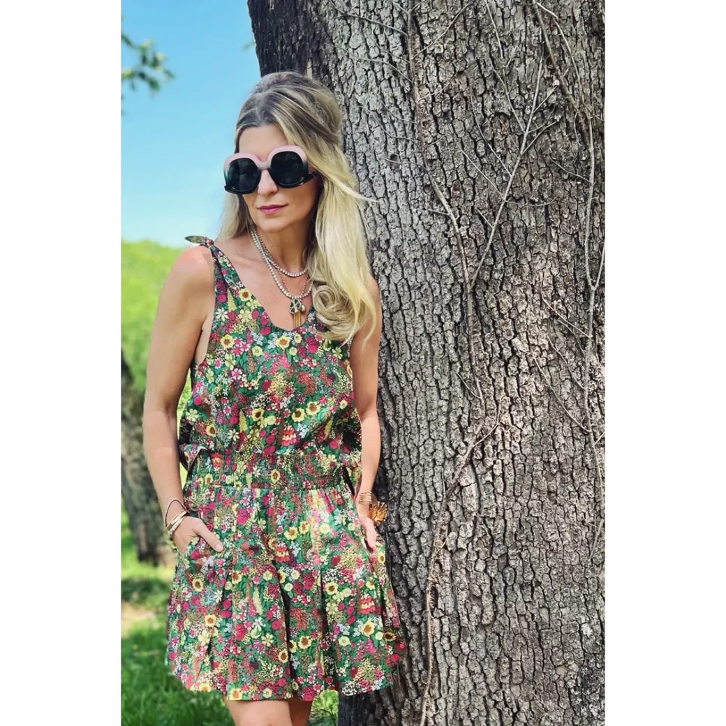 SAMPLE - Tie Top Tank - Green Floral