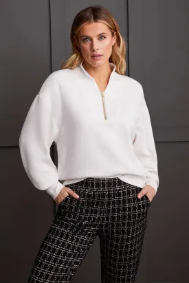 Scuba Dolman Top with Quarter Zip
