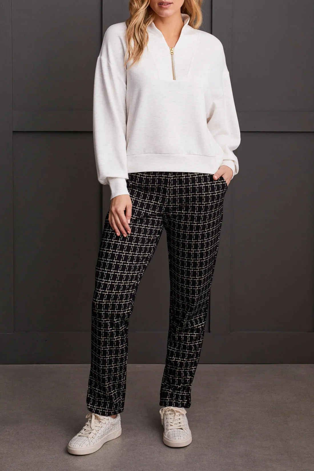 Scuba Dolman Top with Quarter Zip