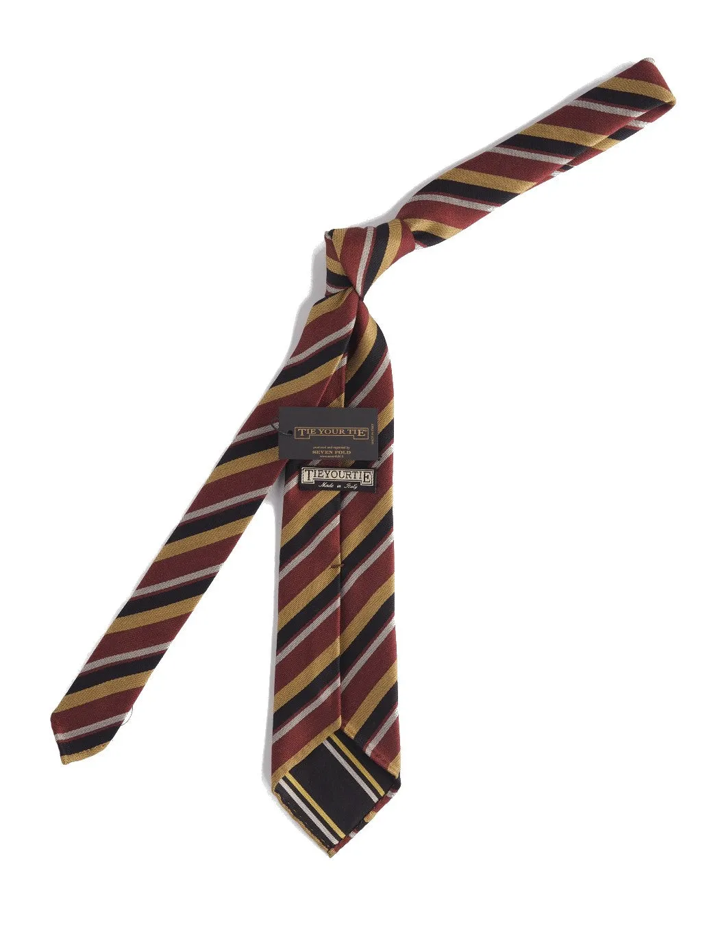 Silk Tie Thin Repp Stripe Red & Gold
