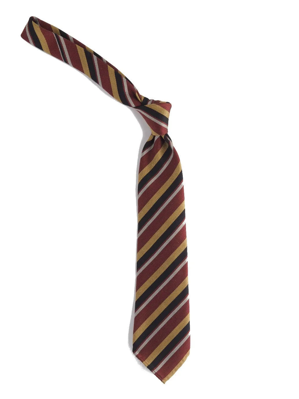 Silk Tie Thin Repp Stripe Red & Gold