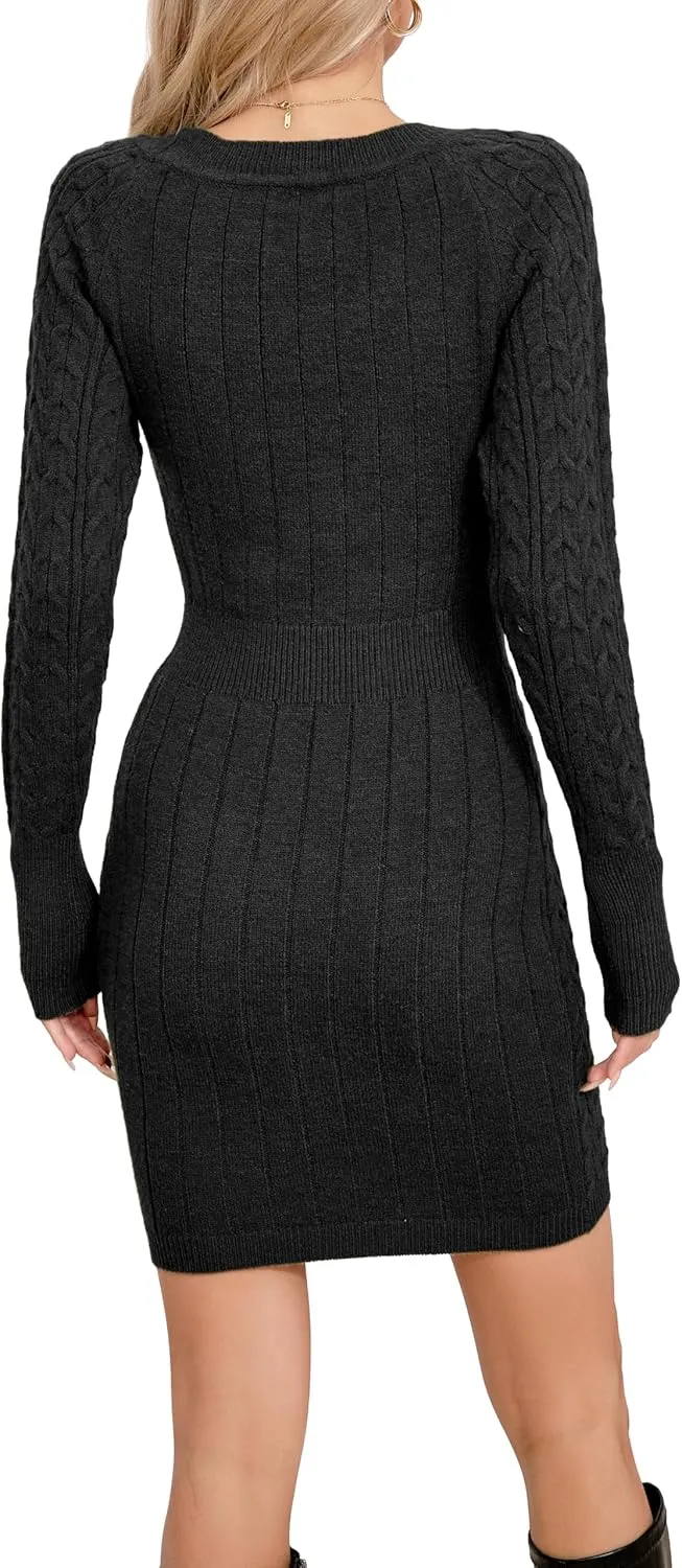 Sweater Dress for Women Elegant Casual Knit Long Sleeve Off Shoulder Pullover Winter Dresses