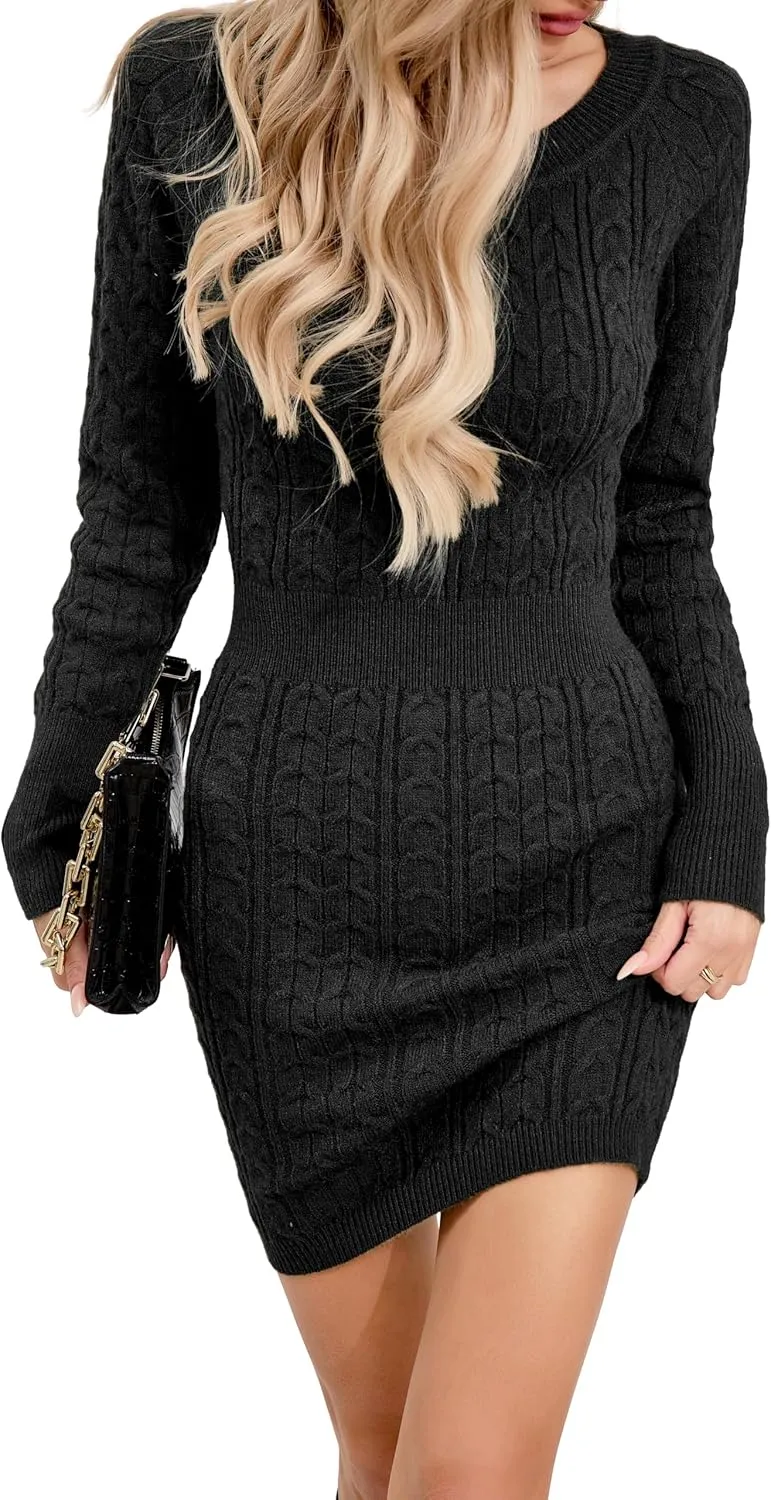 Sweater Dress for Women Elegant Casual Knit Long Sleeve Off Shoulder Pullover Winter Dresses