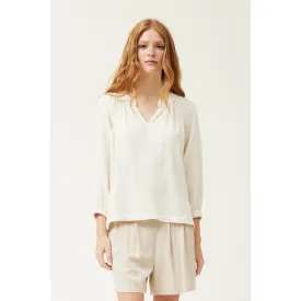Tate Grade and Gather Cotton Gauze Raw Edge Top