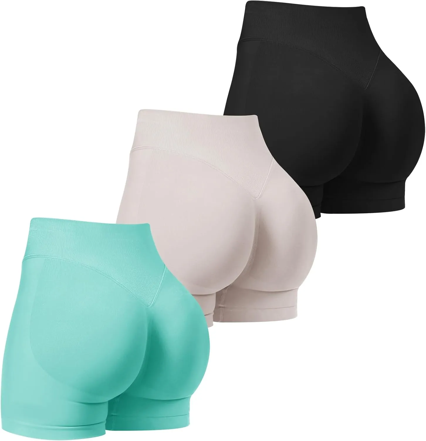 TDIFFUN Workout Shorts for Women 3 Pack Seamless Scrunch Butt Lifting Gym Impact Shorts Yoga Biker Booty Athletic Shorts