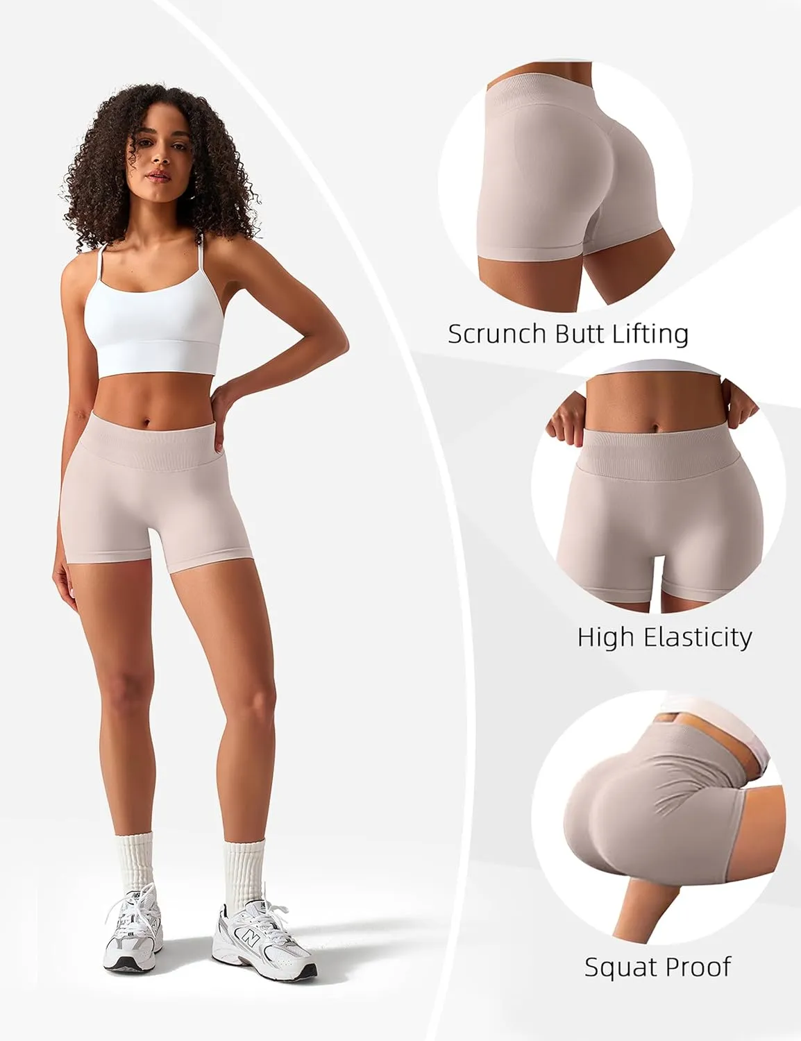 TDIFFUN Workout Shorts for Women 3 Pack Seamless Scrunch Butt Lifting Gym Impact Shorts Yoga Biker Booty Athletic Shorts