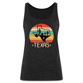 Texan Oasis: Premium Women's Tank Top with Texas Outline and Cactus Design