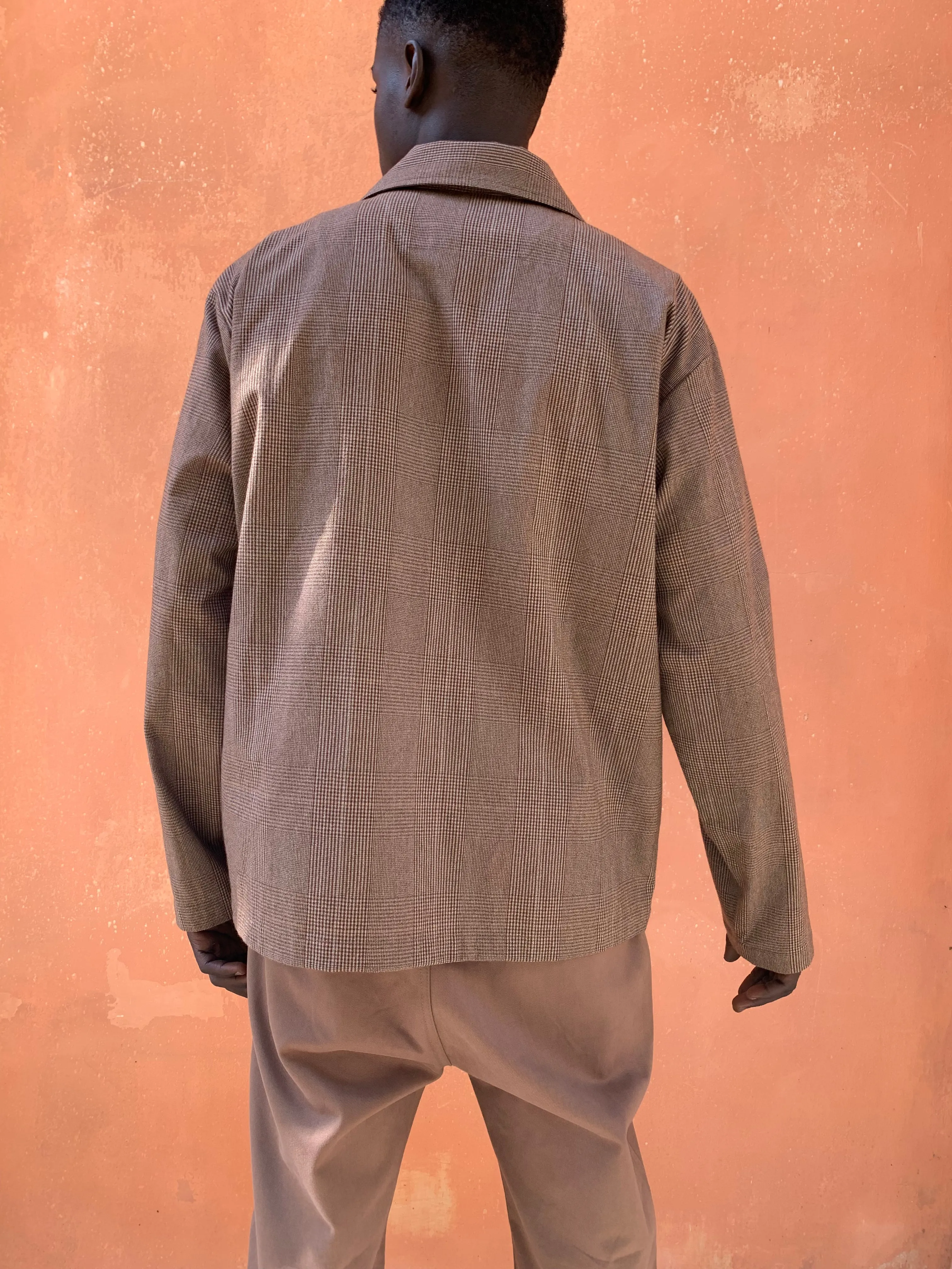 TISSERAND - AIR WIDE JACKET - Wool & Cotton Check Beige/Brown/Cream