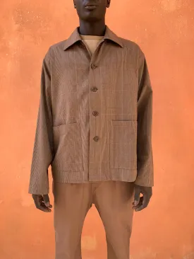 TISSERAND - AIR WIDE JACKET - Wool & Cotton Check Beige/Brown/Cream