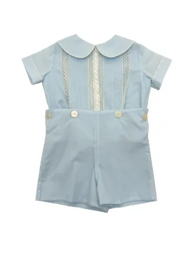 Treasured Memories Blue Short Set W/Ecru Lace Ecru Lace & Ribbon S2841