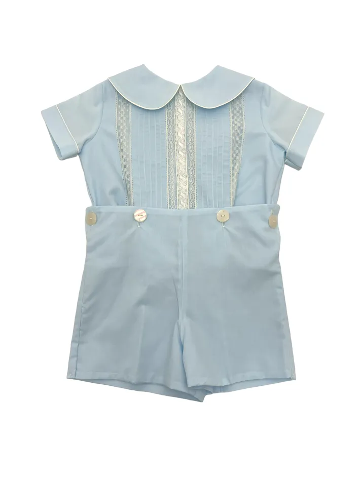 Treasured Memories Blue Short Set W/Ecru Lace Ecru Lace & Ribbon S2841