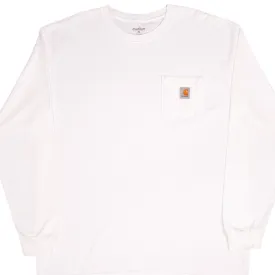 VINTAGE CARHARTT CLASSIC WHITE LONG SLEEVE POCKET TEE SHIRT 2000S SIZE XL