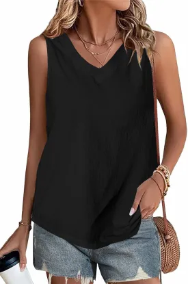 Women's Cotton Linen Tank Tops V Neck Casual Cami Sleeveless Camisole Blouses Summer Basic Tank ShirtS-2XL