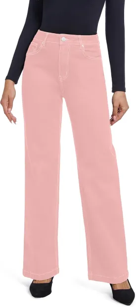 Women's Jeans Straight Leg Casual High Waisted Stretch Trendy Black Pull On Jeans for Women