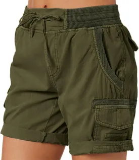 Womens Loose Fit High Waist Casual 4 Pockets Hiking Shorts Summer Workout Plus Size Cruise Shorts Cargo Short Pants