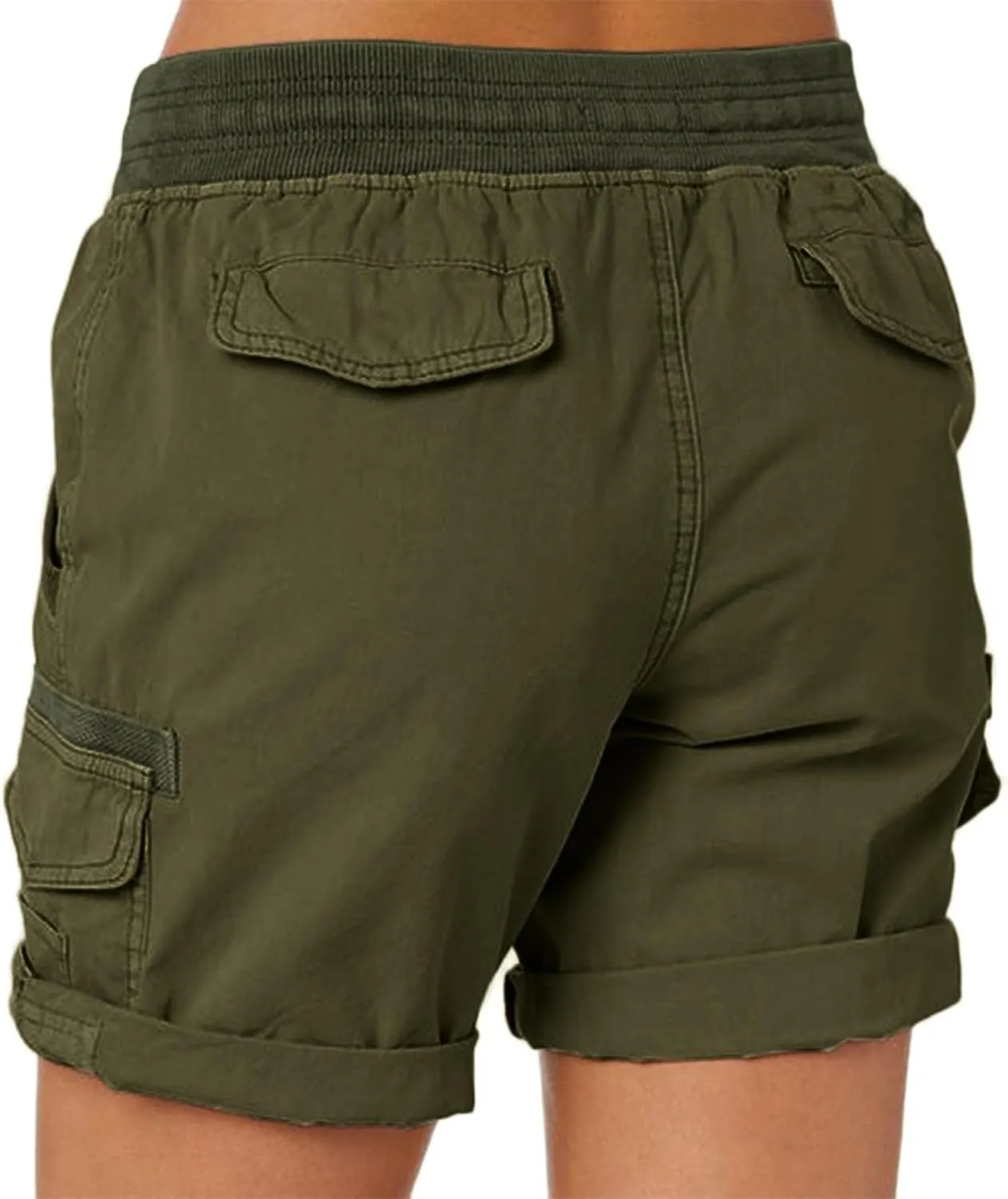 Womens Loose Fit High Waist Casual 4 Pockets Hiking Shorts Summer Workout Plus Size Cruise Shorts Cargo Short Pants