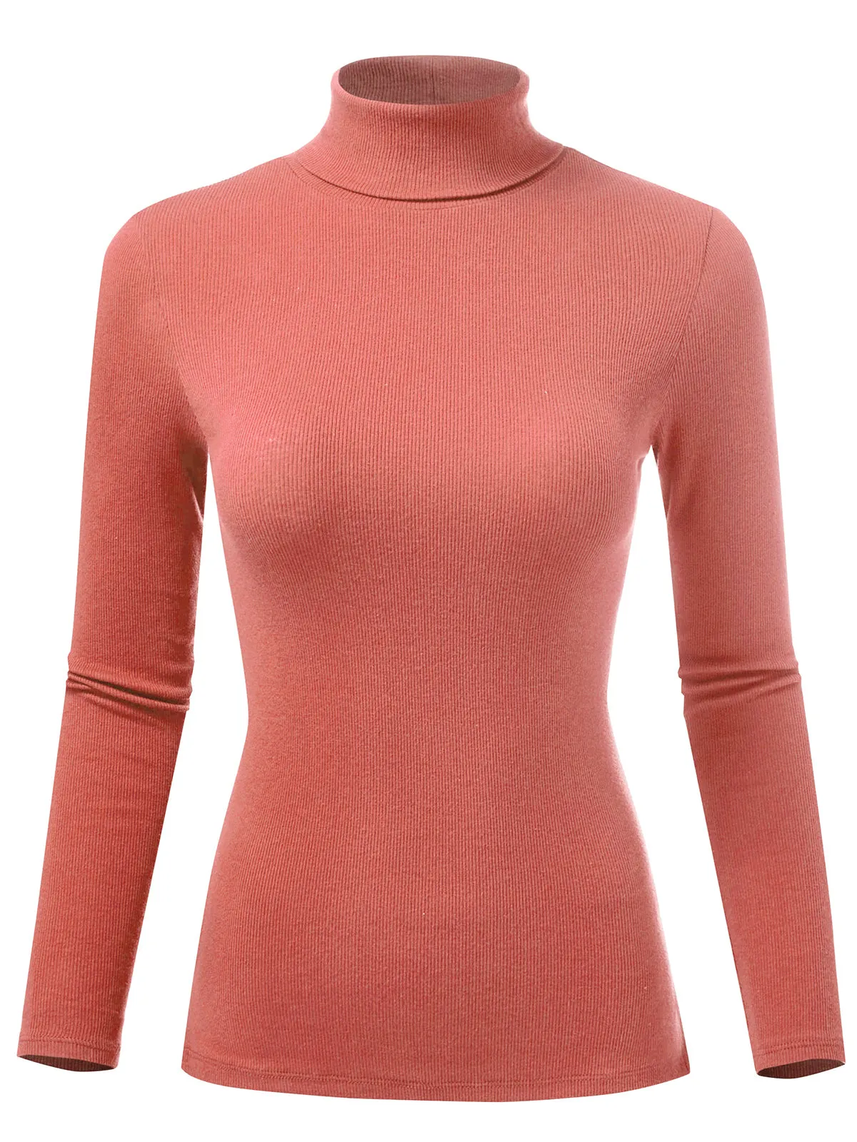 Women's Ribbed Turtleneck Long Sleeve Pullover Sweater (FWT1121)