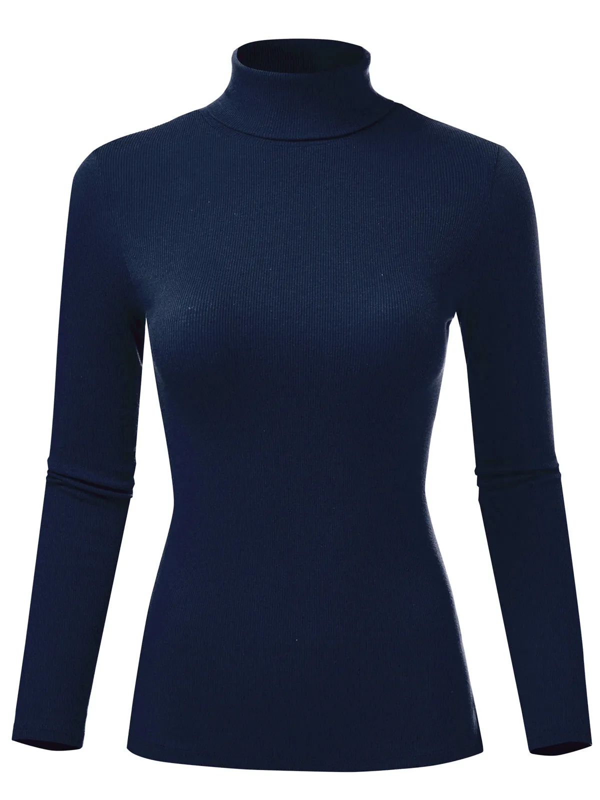 Women's Ribbed Turtleneck Long Sleeve Pullover Sweater (FWT1121)