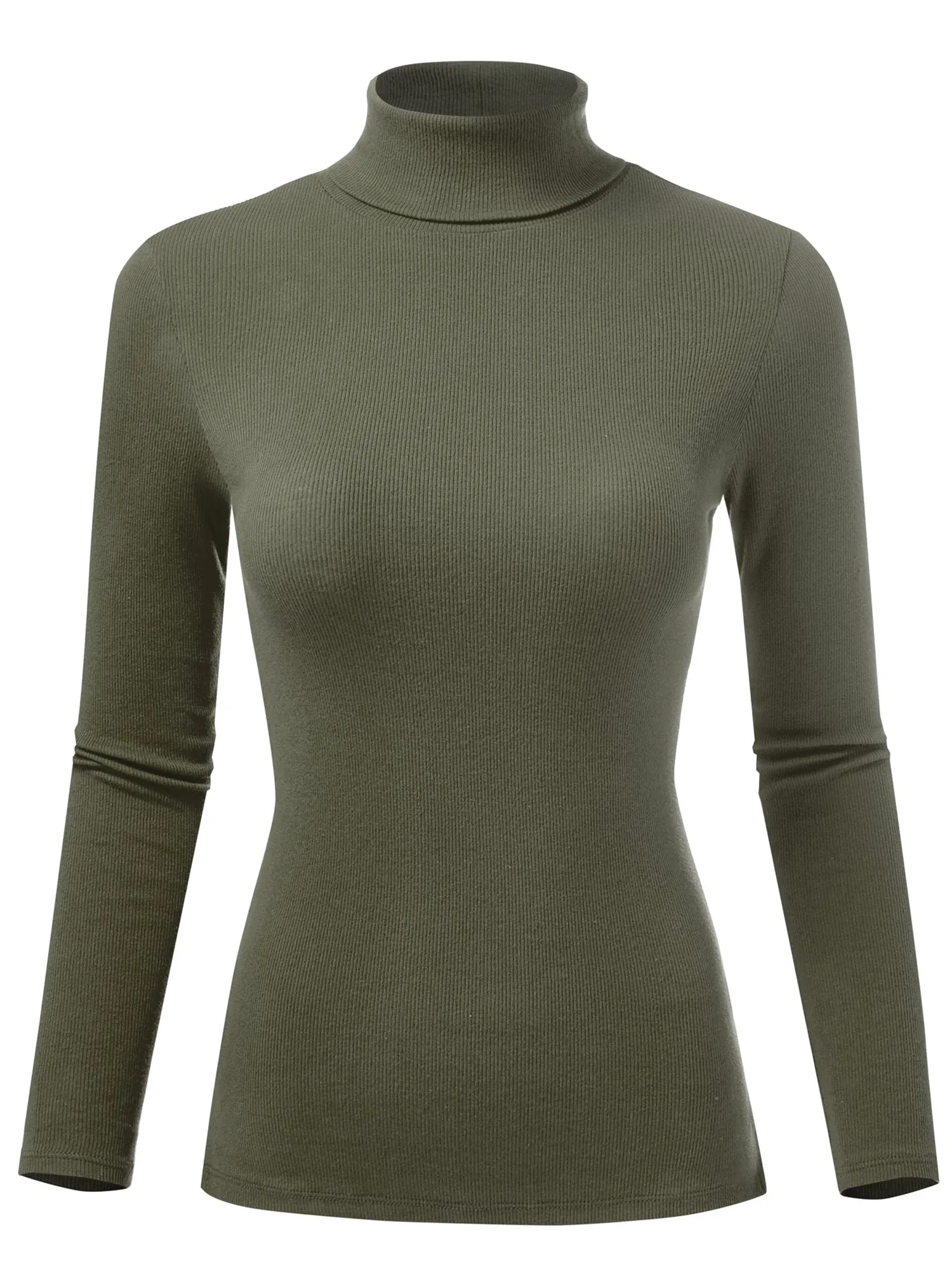 Women's Ribbed Turtleneck Long Sleeve Pullover Sweater (FWT1121)