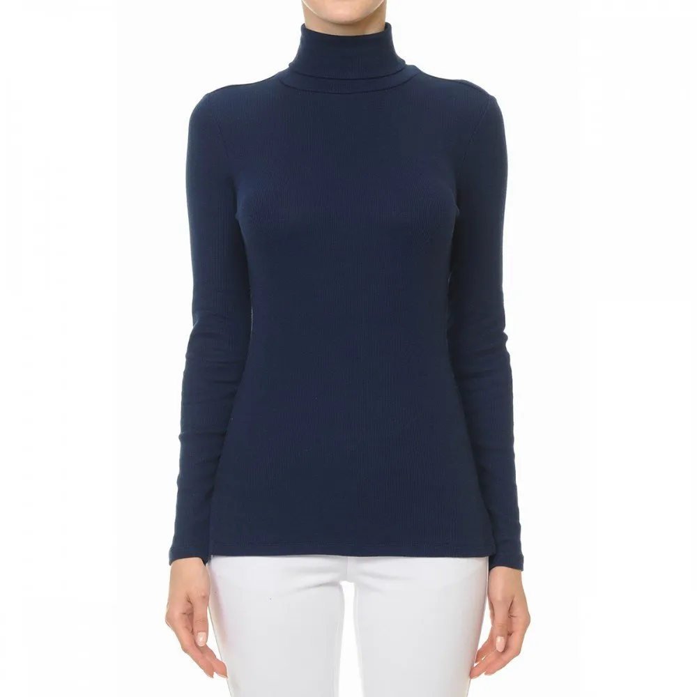 Women's Ribbed Turtleneck Long Sleeve Pullover Sweater (FWT1121)