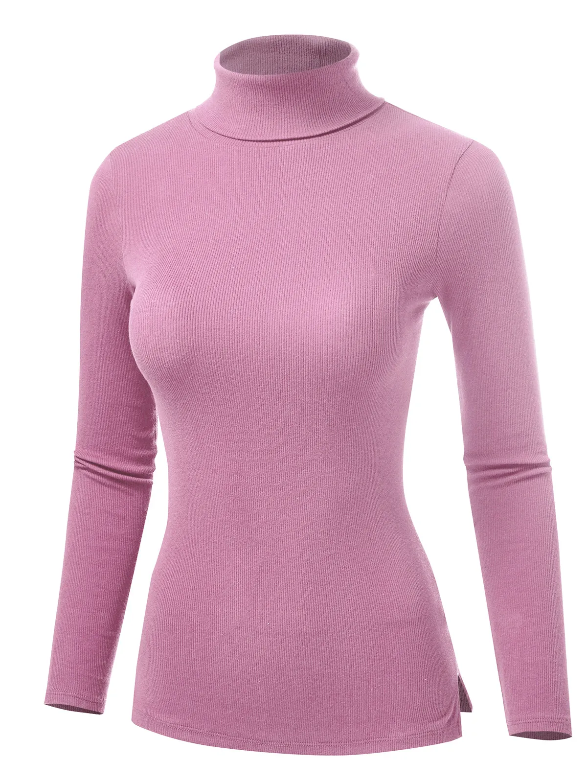 Women's Ribbed Turtleneck Long Sleeve Pullover Sweater (FWT1121)