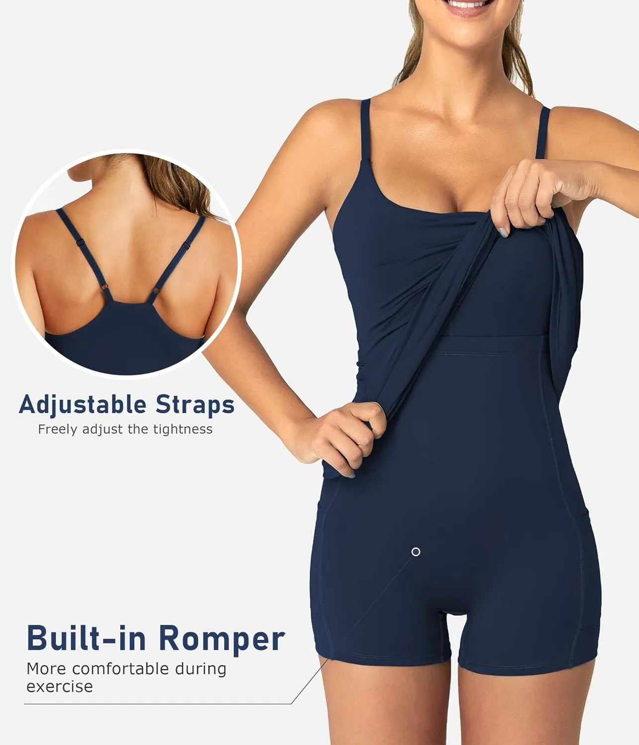 Womens Tennis Dress with Built-in Bra & Shorts Athletic Dress Workout Dress Exercise Dress with Pockets Golf Dress