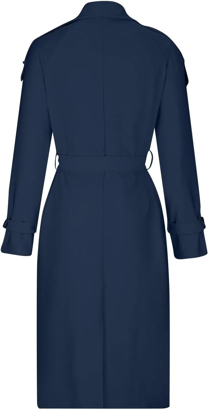 Women's Trench Coat Double Breasted Long Trench Coats 2025 Fall Fashion Windproof Classic Lapel Overcoat with Belt