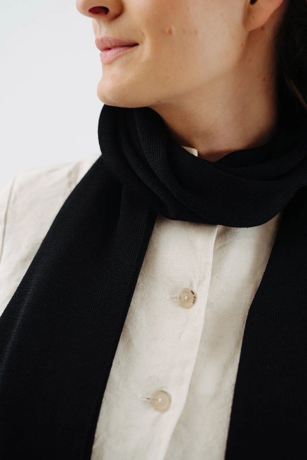Wrap Scarf, Merino Wool, Black Pansy