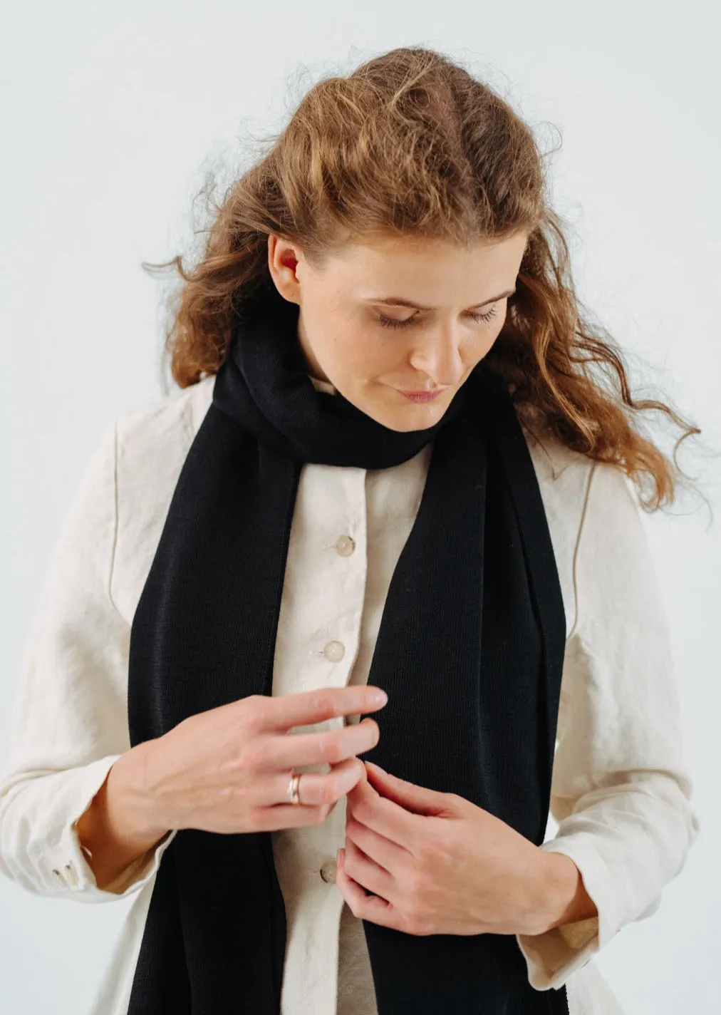 Wrap Scarf, Merino Wool, Black Pansy
