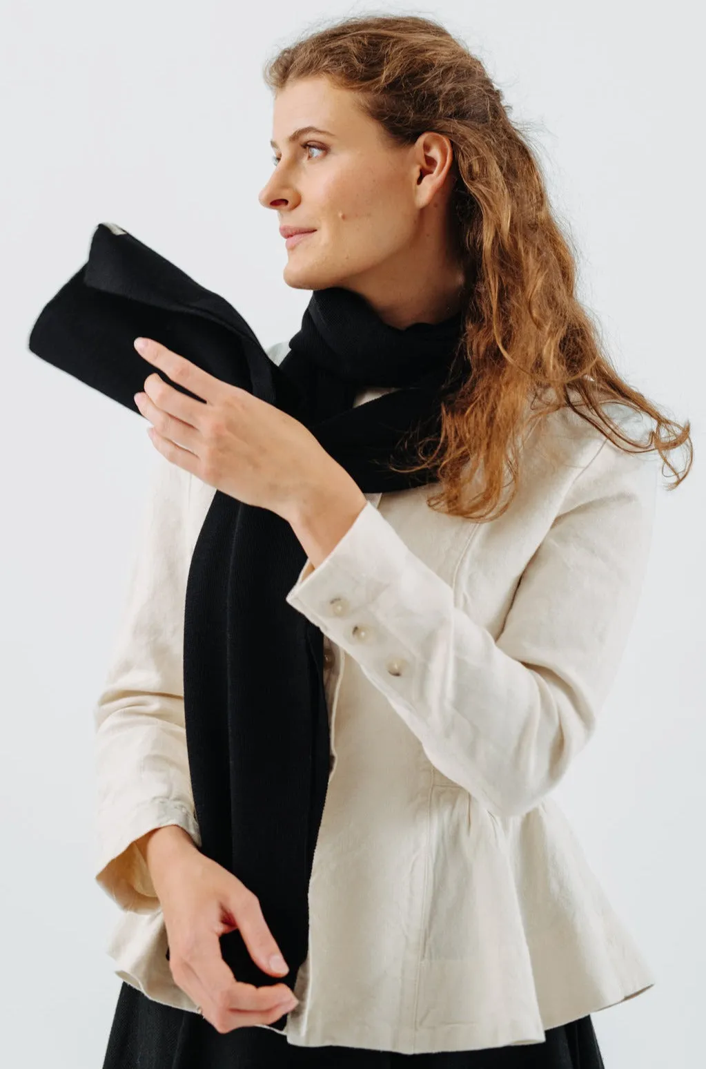 Wrap Scarf, Merino Wool, Black Pansy